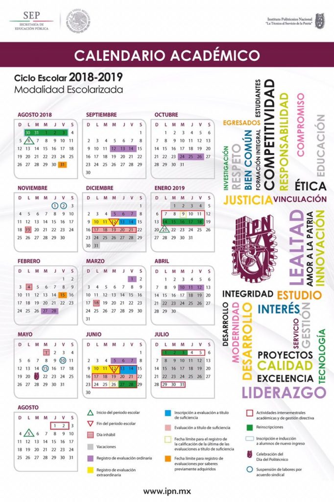 Presenta IPN calendarios académicos para el ciclo escolar 20182019