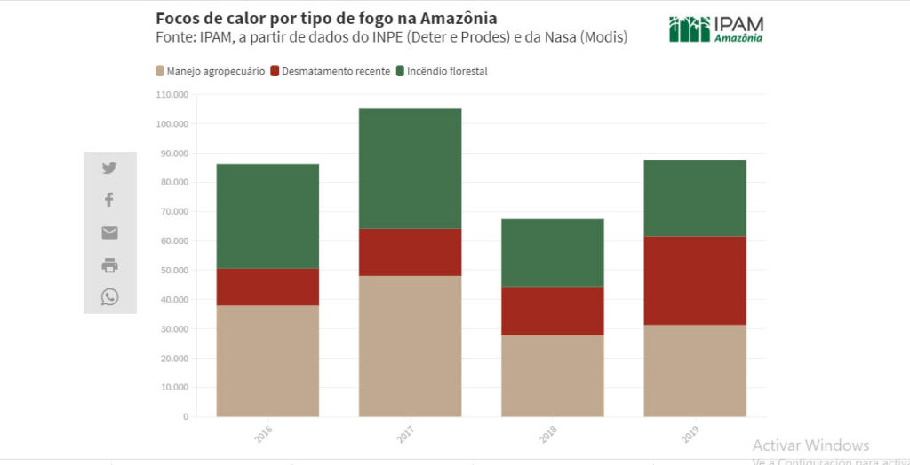 Se dispararon incendios en 2019 en el Amazonas 