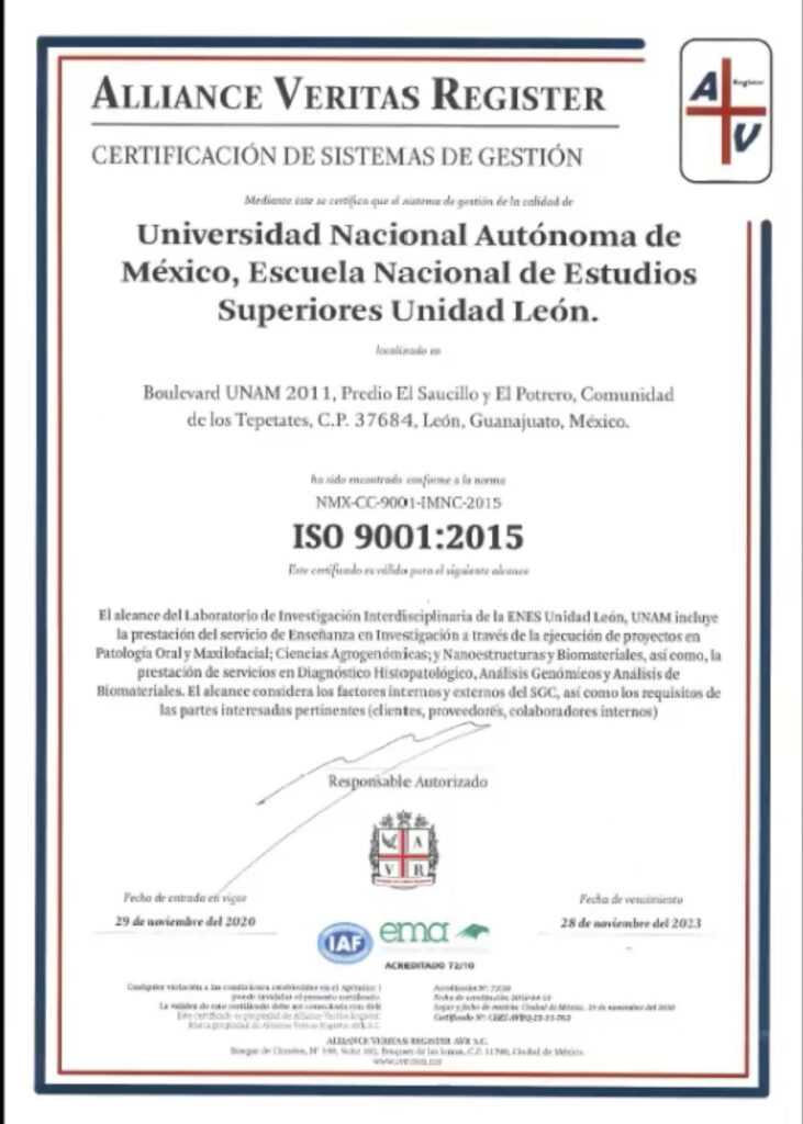 Certifican ISO 9001:2015 a laboratorio de la UNAM