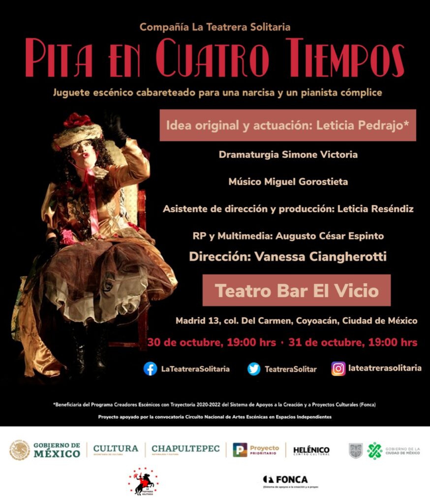 Teatro bar El Vicio presenta: “Pita en cuatro tiempos”