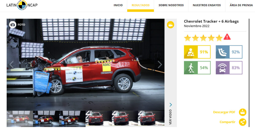 Chevrolet y Nissan se unen al  club 5 estrellas Latin NCAP 