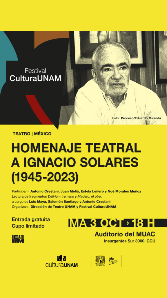 Rendirán homenaje teatral a Ignacio Solares 