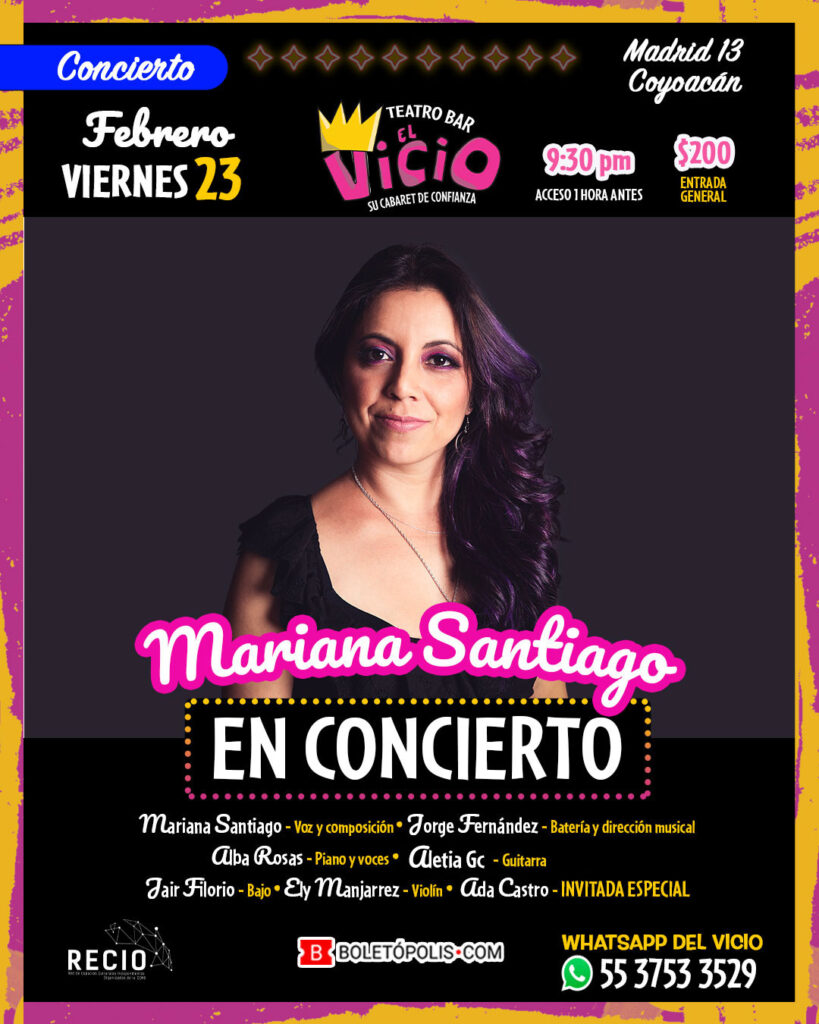 El próximo viernes: Mariana Santiago “En Concierto”