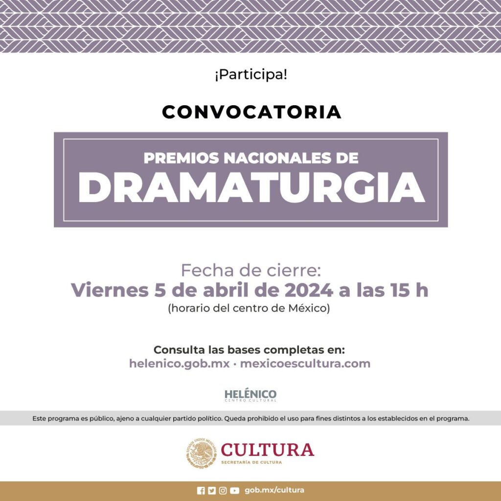 Convocatoria: Premios Nacionales de Dramaturgia 