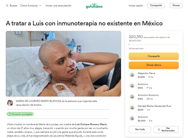 Paciente con leucemia necesita inmunoterapia CAR-T 