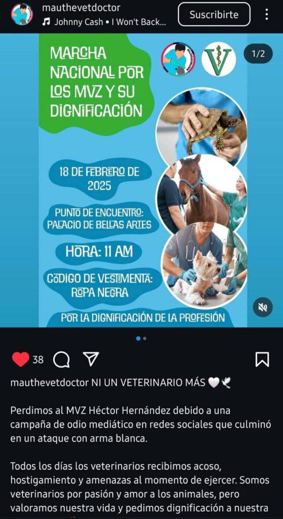 Sector veterinario anuncia  marcha para exigir justicia 