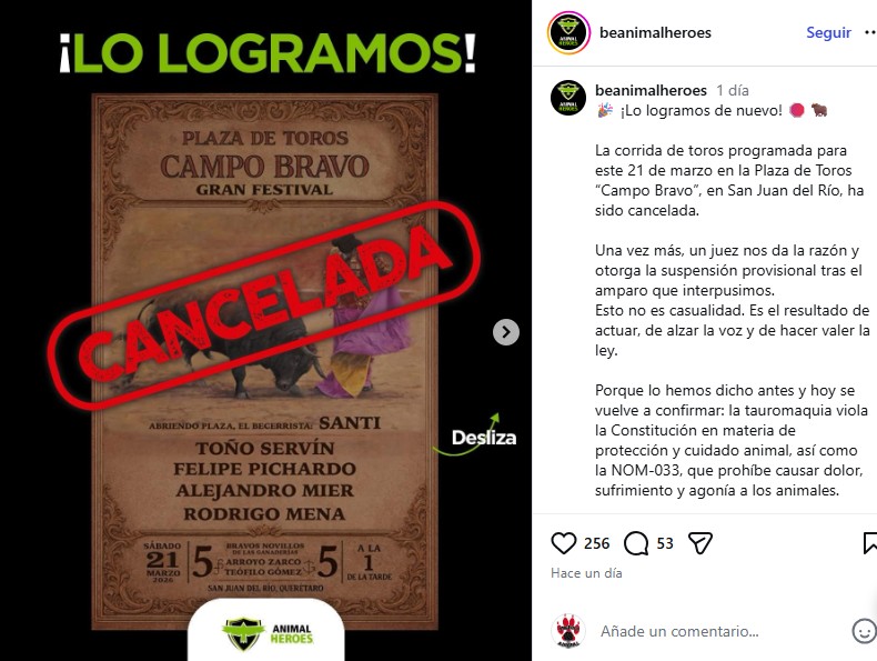 Logran nueva suspensión de corrida de toros