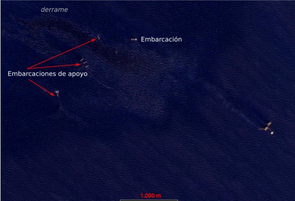 Imágenes satelitales revelan derrame de 50 km2