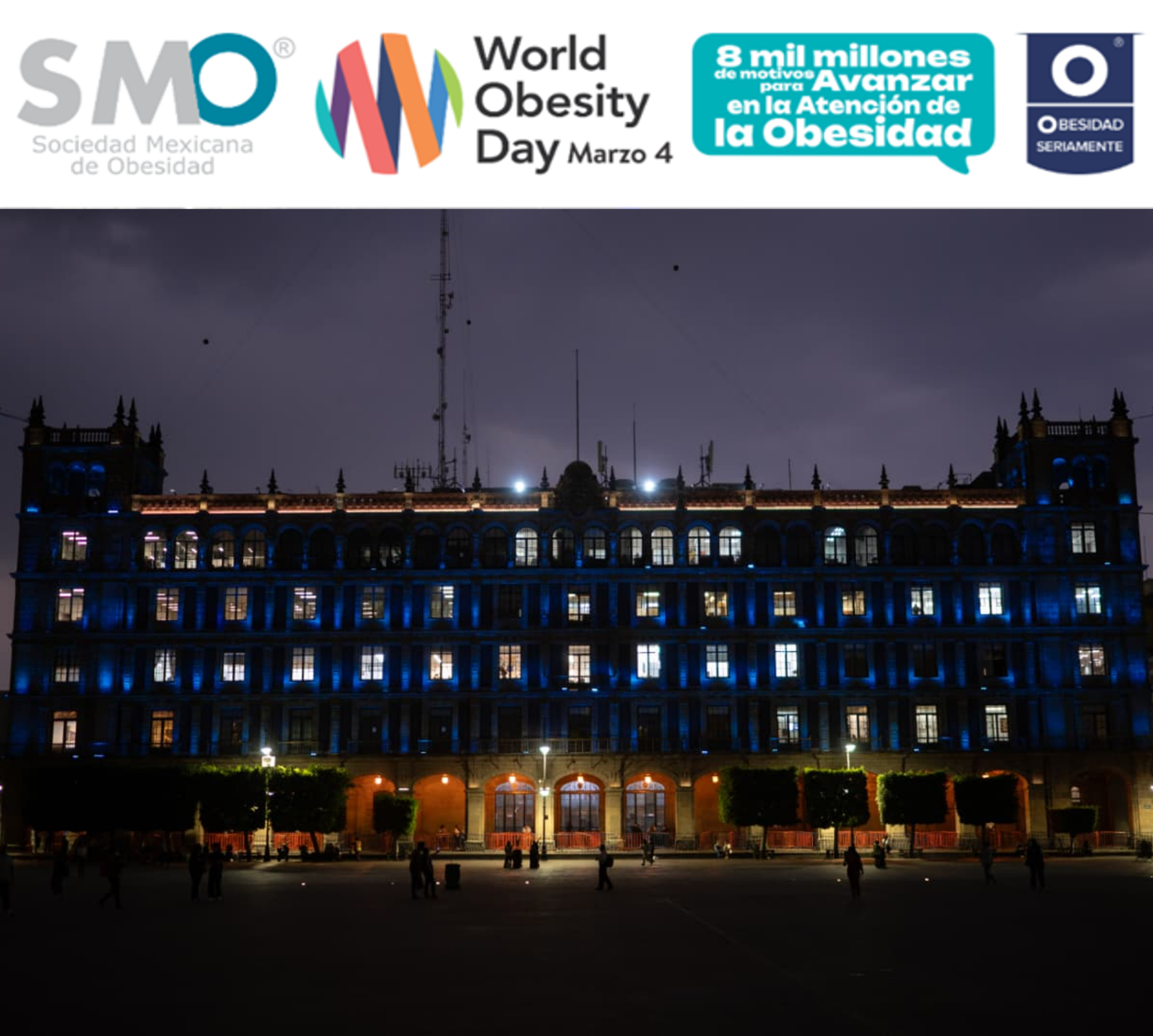 Monumentos se iluminan en azul contra la Obesidad - Prensa Animal